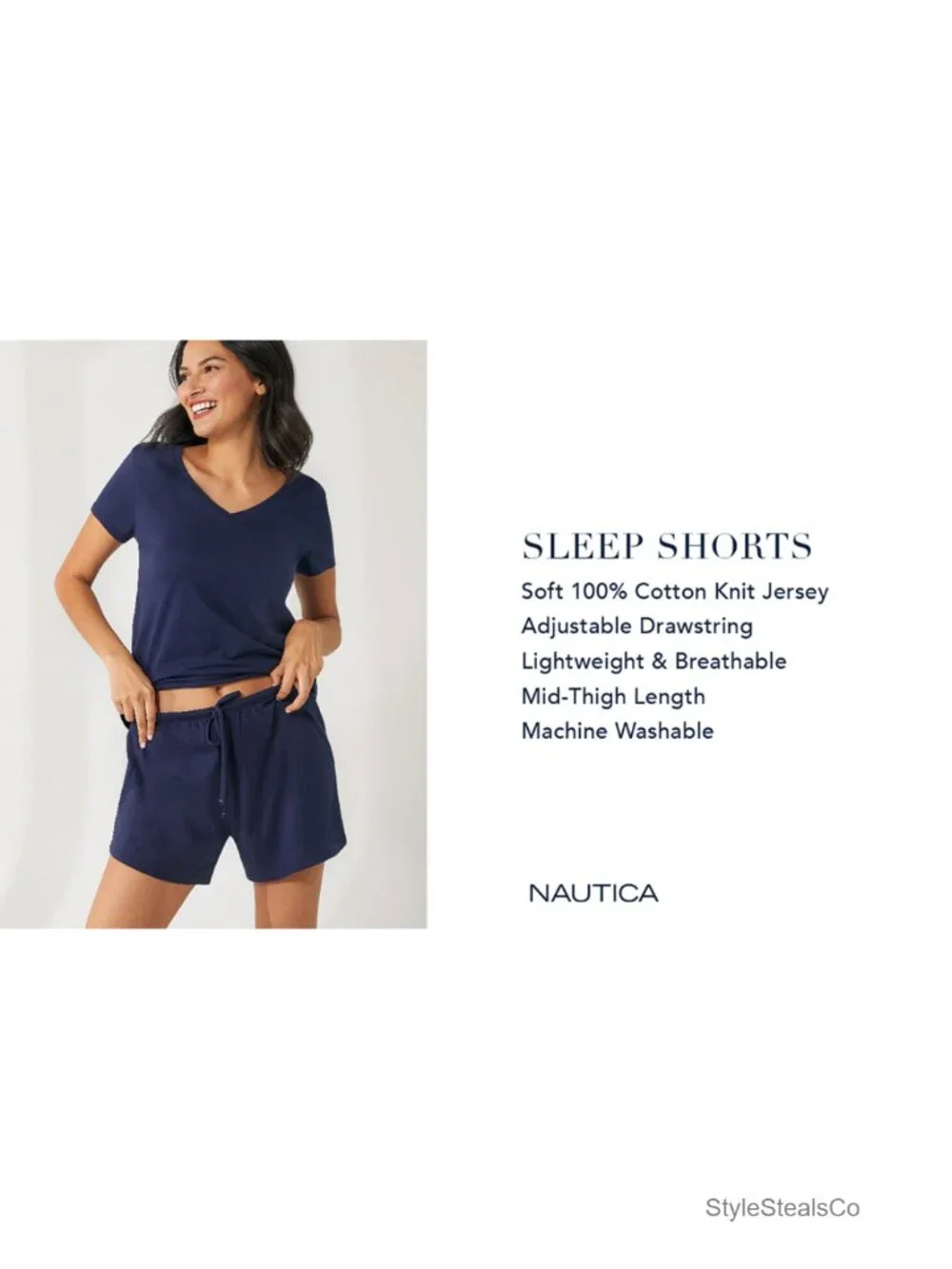Cotton Knit Jersey Sleep Shorts Mid-Thigh Lightweight Drawstring Pajama Bottoms